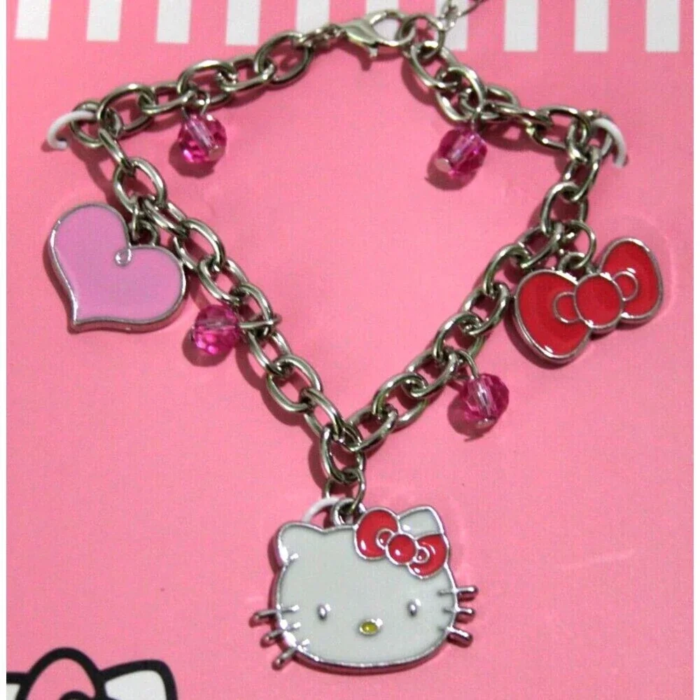 Sanrio Hello Kitty Charm Bracelet Bow Pink Heart Hello Kitty Charm Adjustable